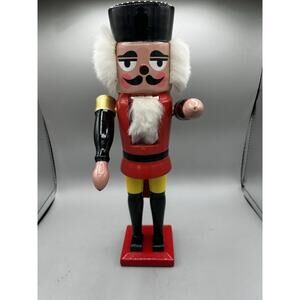 Vintage Nutcracker Black And Red Christmas Edition Wooden Tall Solider Decor